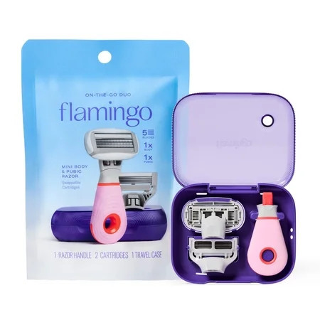 Flamingo Travel Women's Razor Kit with TSA Approved Mini Handle, 2 Blade Cartridges, and Vented Case | Walmart (US)