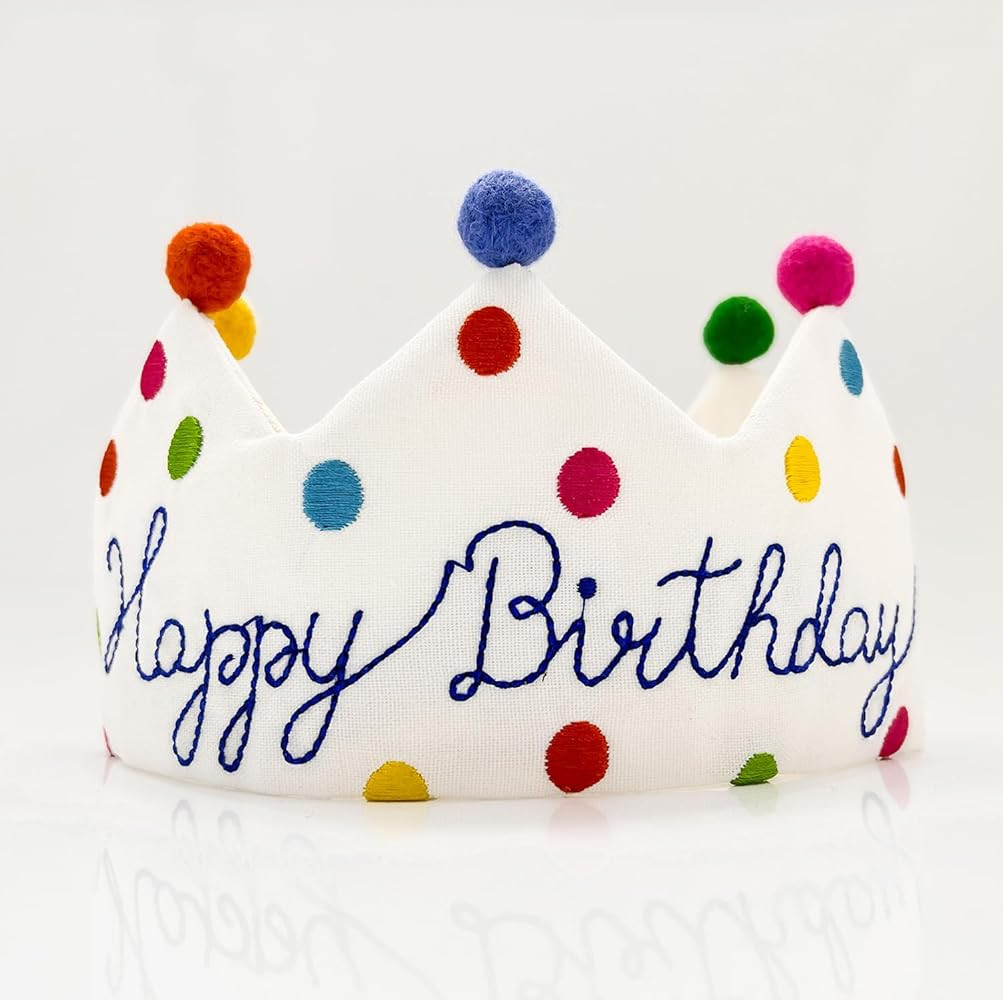 Meygajoe Unique Hand Embroidered Birthday Hats Happy Birthday Crowns 1st Crown First Party Hat fo... | Amazon (US)