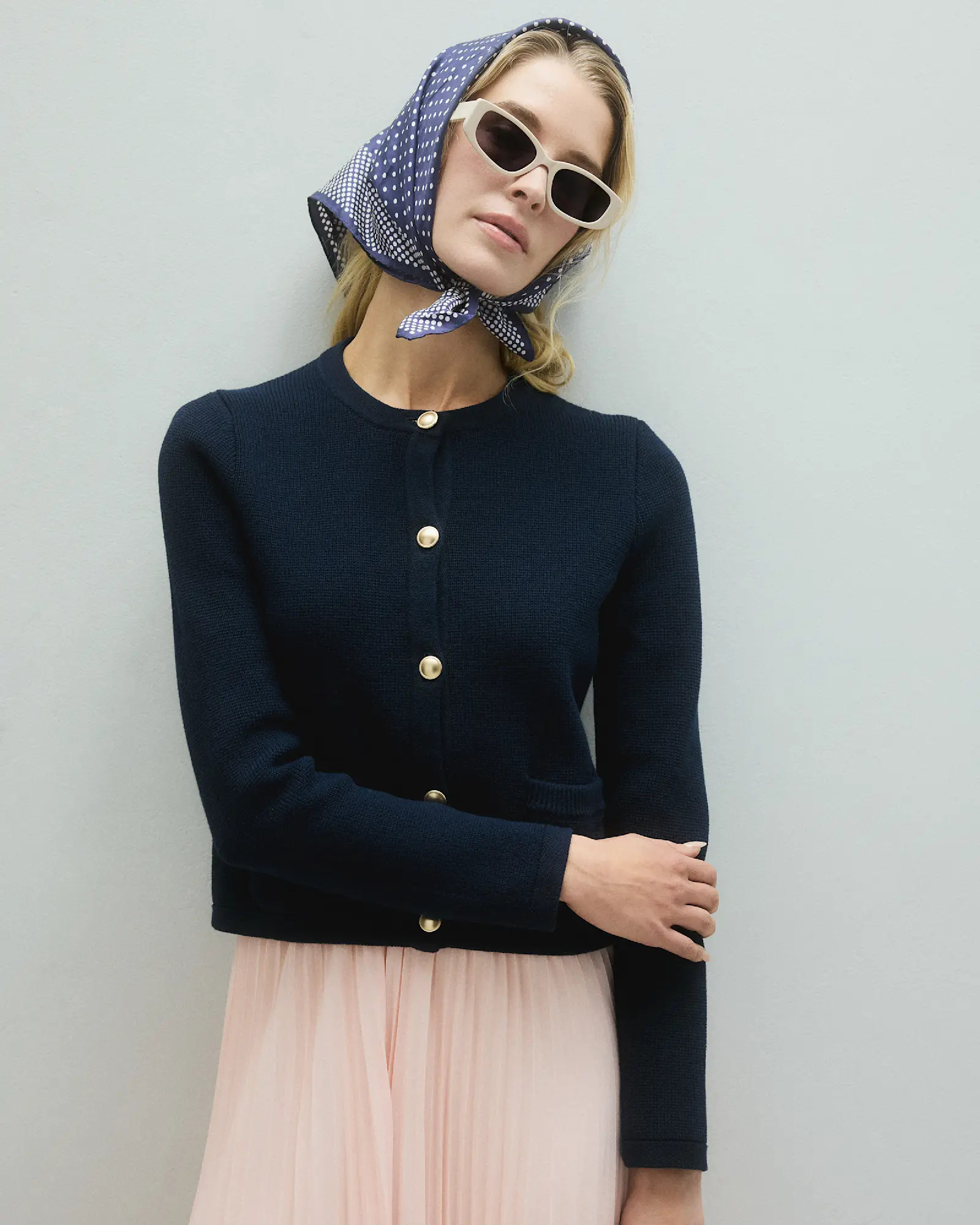 100% Organic Cotton Sweater Jacket in Navy | Quince
