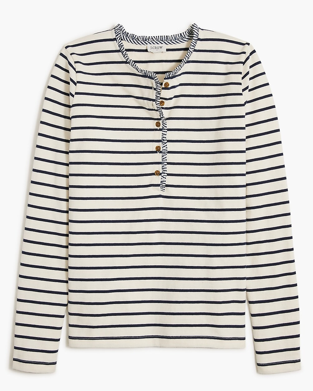 Striped ruffle-collar henley | J.Crew Factory