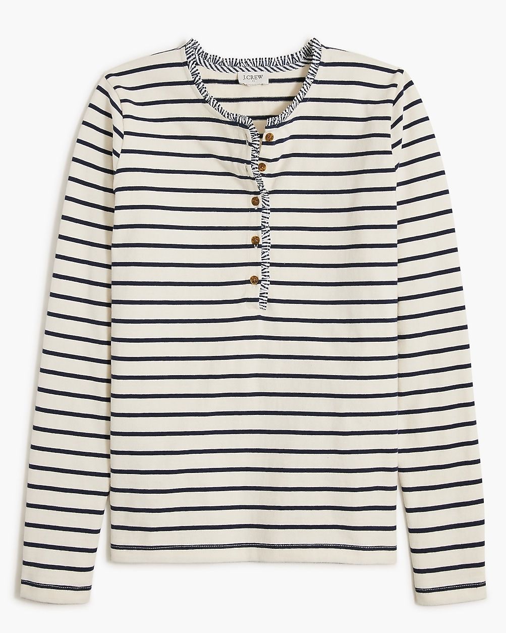 Striped ruffle-collar henley | J.Crew Factory