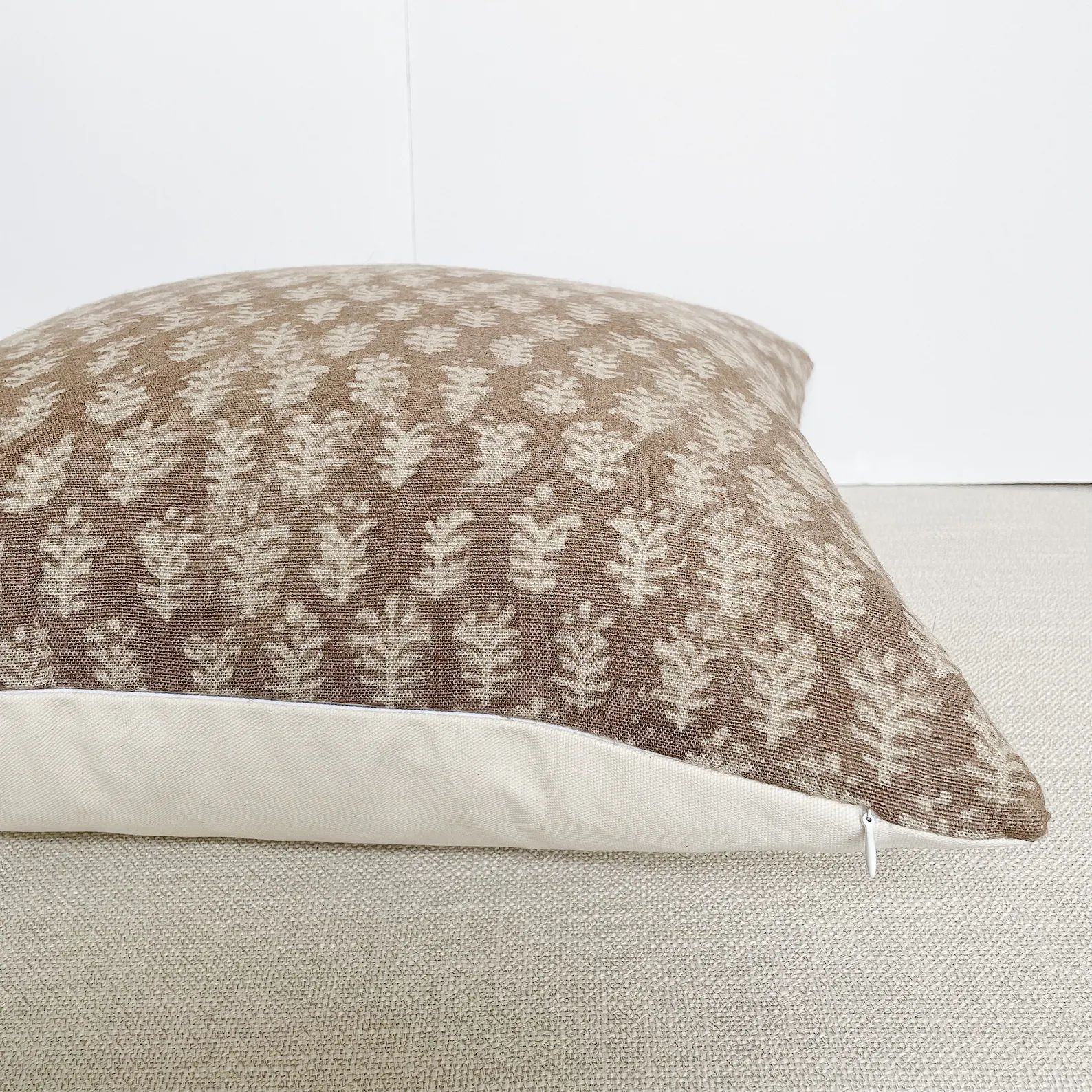 Andie | Warm Brown Floral Handblock Pillow Cover | Dark Rust Designer Fabric | Neutral Home Decor... | Etsy (US)