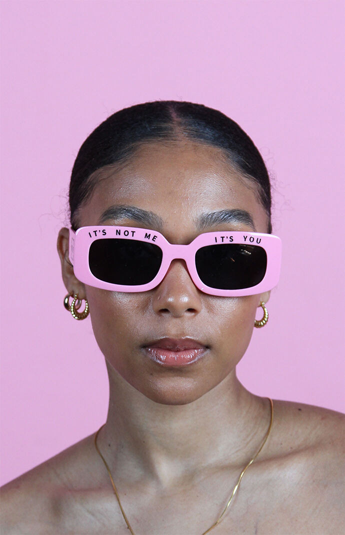 INDY Sunglasses Womens Pink It's Not Me Square Sunglasses | PacSun