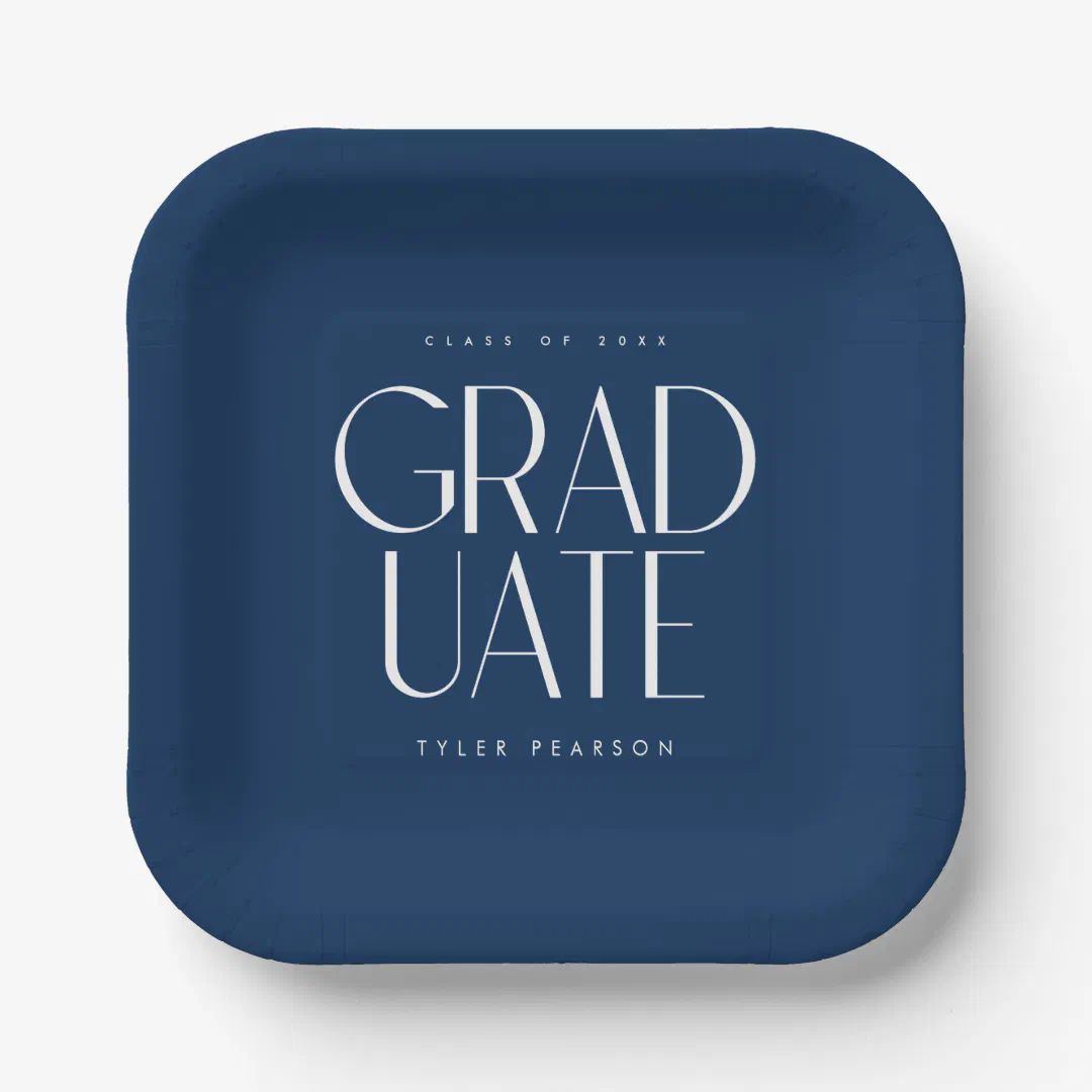 Simple Modern Type Orange Graduation Party Paper Plates | Zazzle | Zazzle