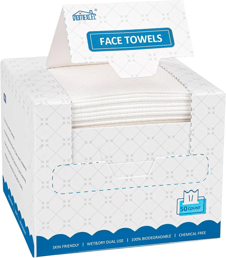 Amazon.com: HOMEXCEL Face Towels, Disposable Face Towelette, Biodegradable Makeup Remover Dry Wip... | Amazon (US)
