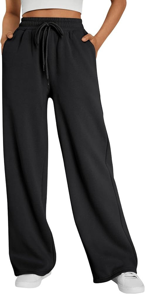 Trendy Queen Womens Wide Leg Sweatpants High Waisted Baggy Lounge Pants Drawstring Athletic Flare... | Amazon (US)