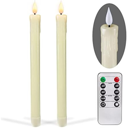 NONNO&ZGF 2PCS Flameless 8 Inch Ivory Battery Operated Taper Candles with Flickering Wick - Flame... | Amazon (US)
