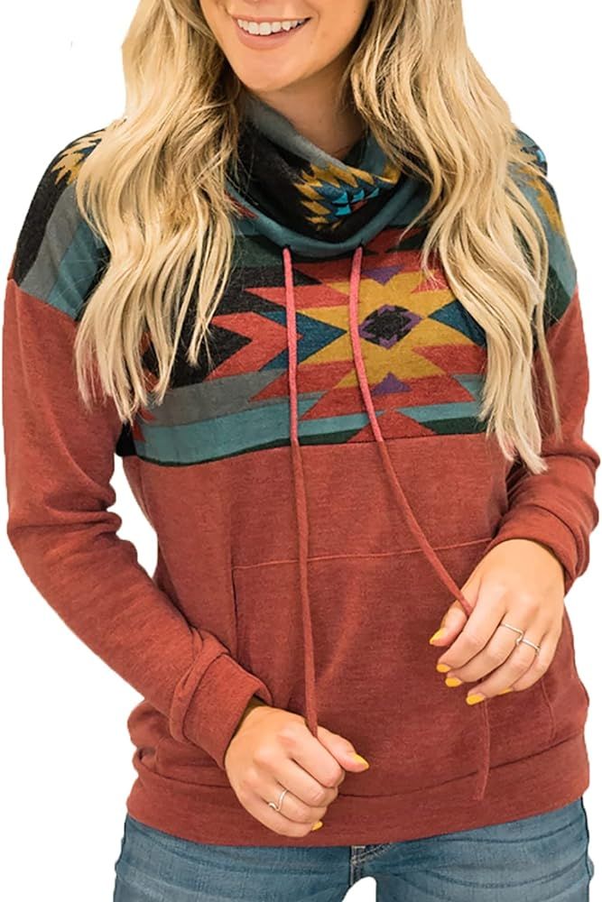 Aleumdr Women Casual Long Sleeve 1/4 Zipper Color Block Sweatshirts Stand Collar Pullover Tunic Tops | Amazon (US)