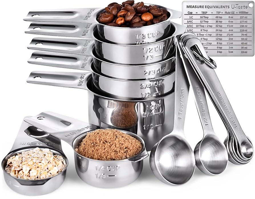 Measuring Cups, U-Taste Measuring Cups and Spoons Set of 15 in 18/8 Stainless Steel : 7 Measuring... | Amazon (CA)