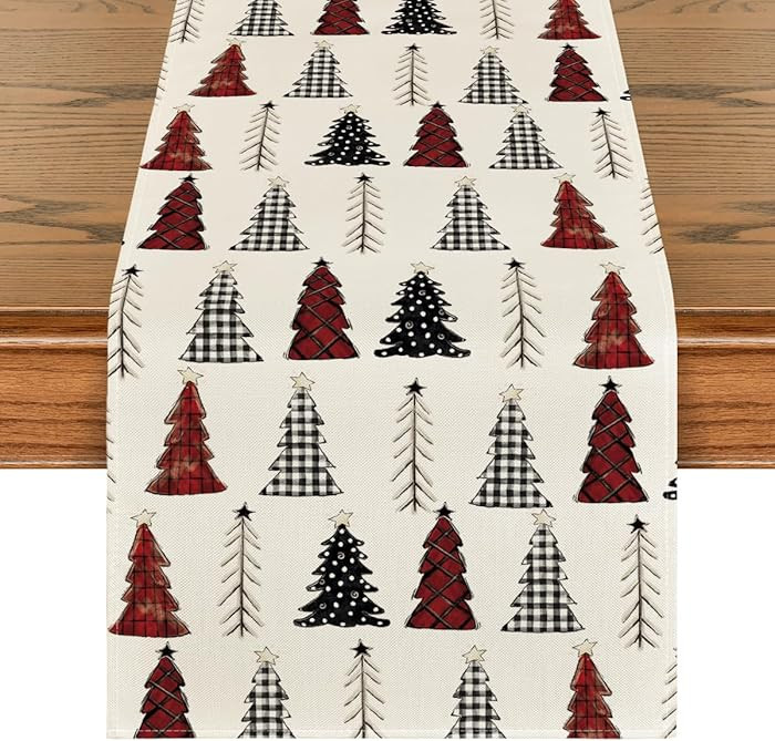 Artoid Mode Xmas Tree Christmas Table Runner, Seasonal Winter Kitchen Dining Table Decoration for... | Amazon (US)