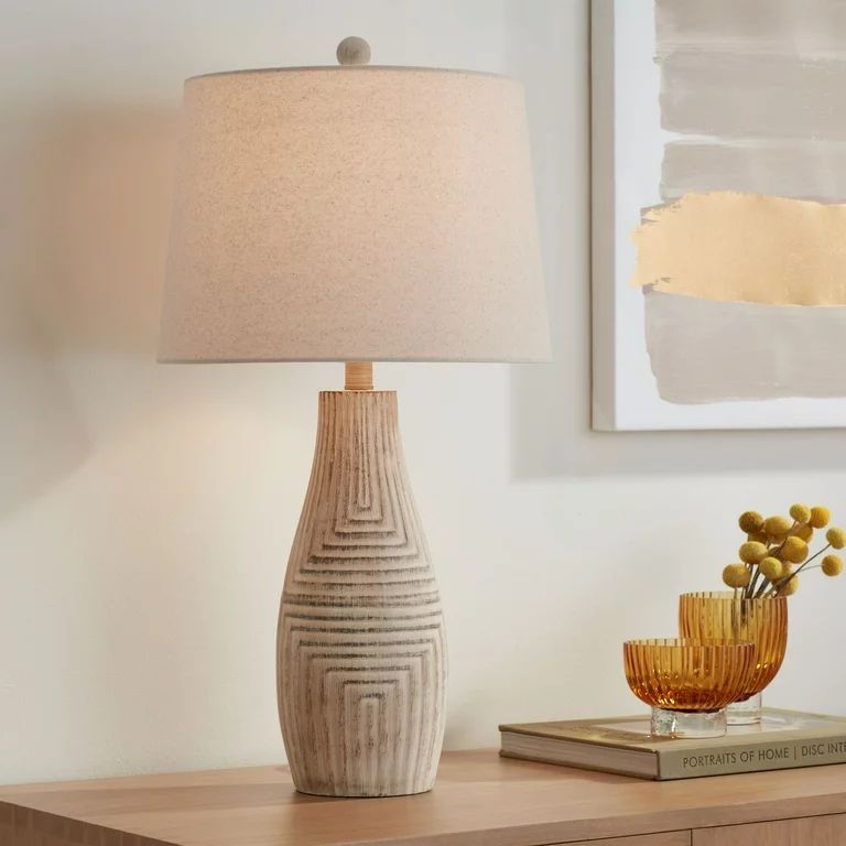 John Timberland Southwest Rustic Table Lamp 27" Tall Faux Light Wood Oatmeal Fabric Drum Shade fo... | Walmart (US)