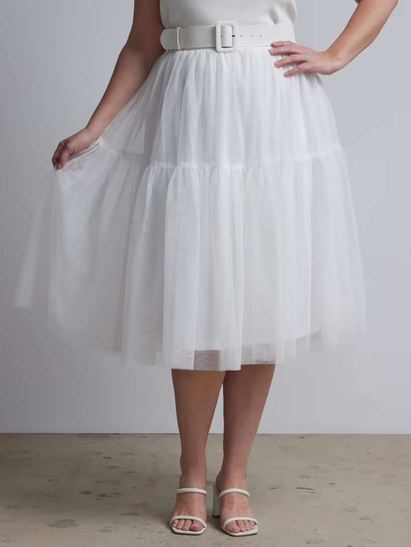 Plus Tulle Midi Skirt | New York & Company