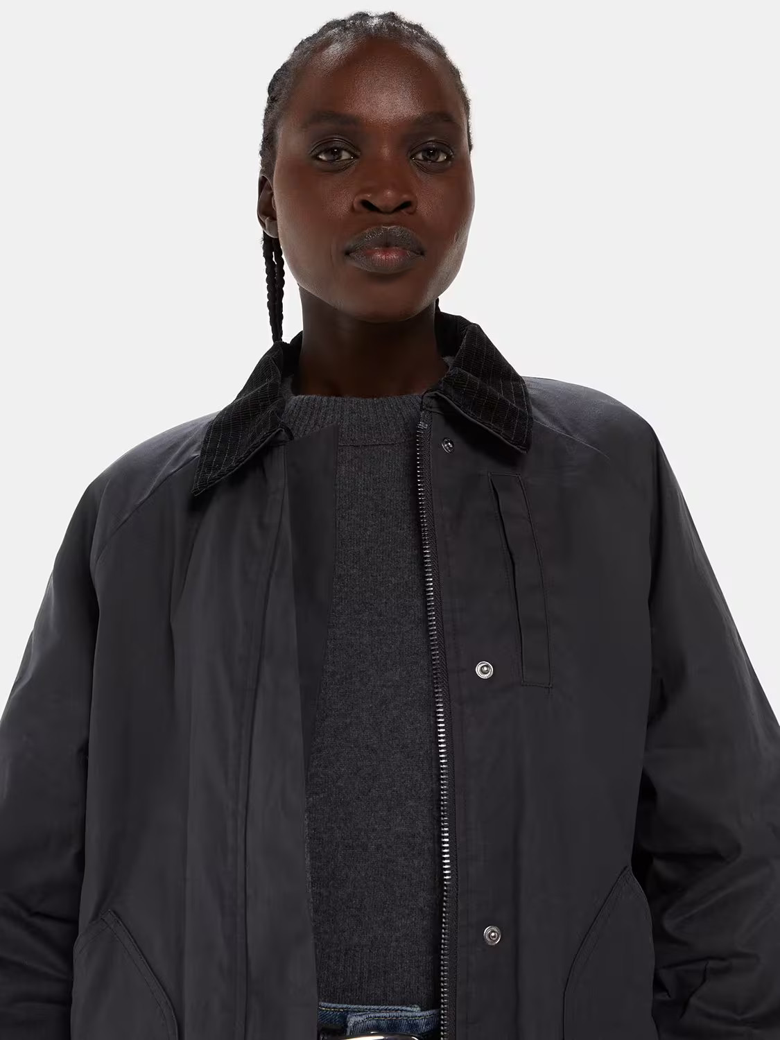 Whistles Fern Waxed Cotton Jacket, Black | John Lewis (UK)