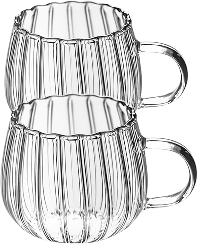 STOBOK 2pcs Glass Pumpkin Cups Transparent Mug Pumpkin Shape Mugs Coffee Clear Drinking Cup with ... | Amazon (UK)