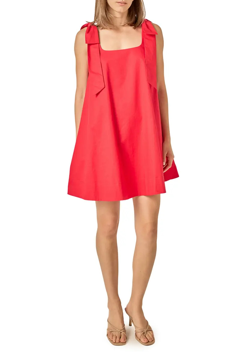 Bow Shoulder Sleeveless Cotton Minidress (Women) | Nordstrom | Nordstrom
