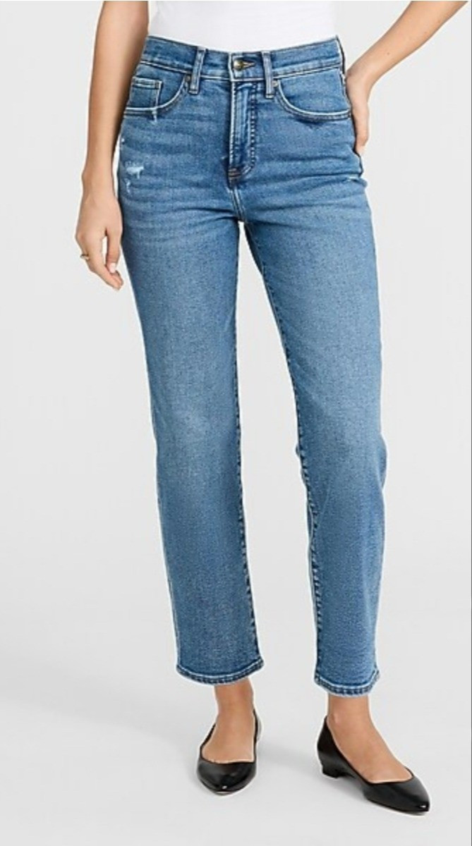 High waisted medium wash petite jeans for short women.

#LTKPetite