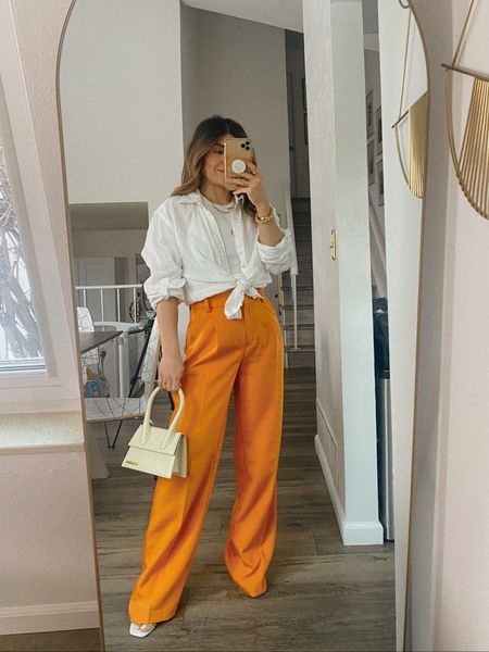 A chic way to style these gorgeous orange trousers! 
Vacation style, spring style, spring outfit

#LTKunder50 #LTKstyletip #LTKFind