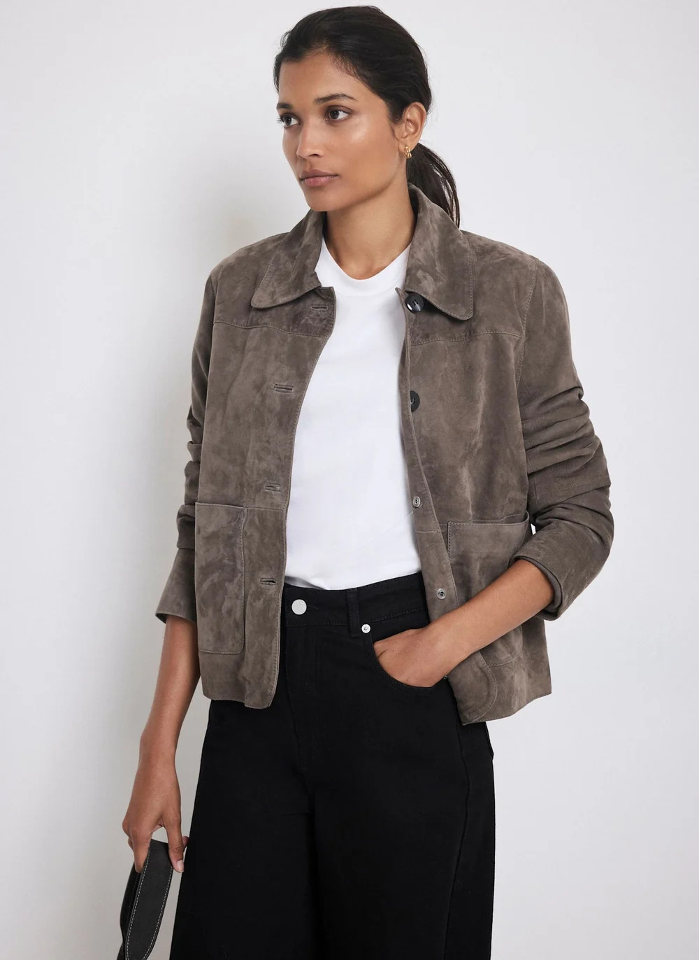 Grey Suede Jacket | Mint Velvet