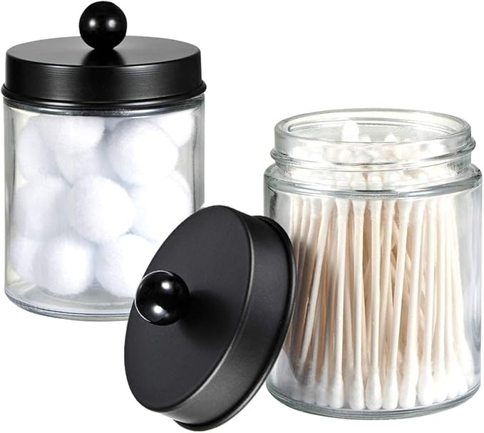 Amolliar Apothecary Jars Bathroom Storage Organizer - Cute Qtip Dispenser Holder Vanity Canister ... | Amazon (US)