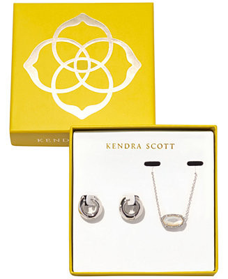 Kendra Scott 2-Piece Imitation Pearl Elisa Pendant Necklace and Mikki Huggie Earrings in Silver-T... | Macy's