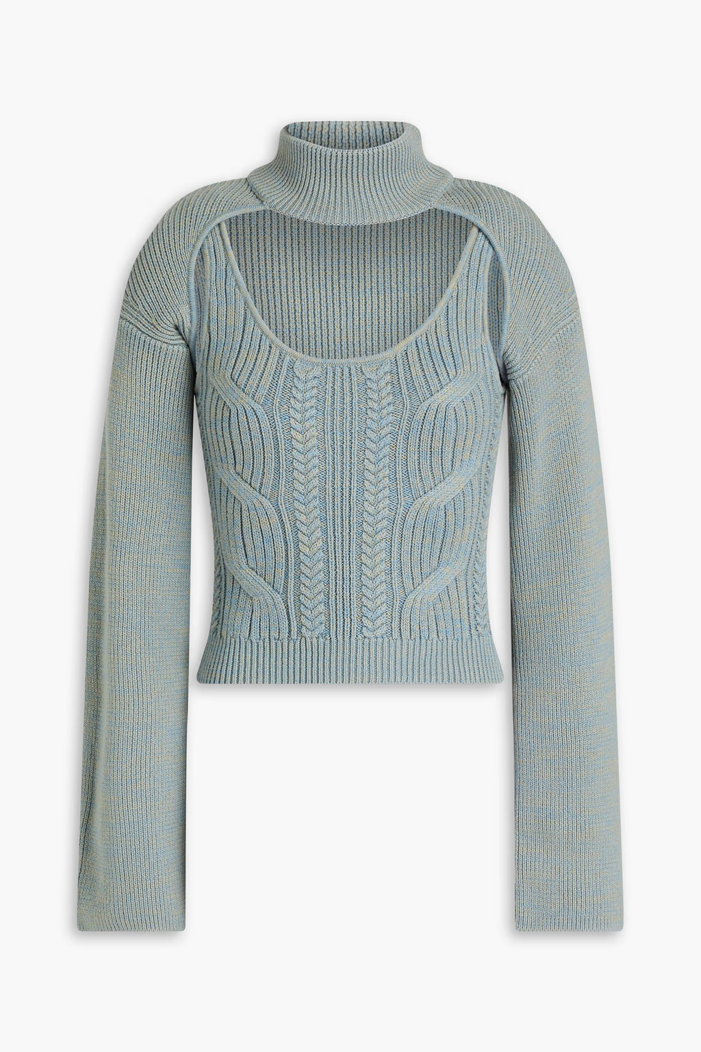 Nicole cutout cable-knit cotton and wool-blend turtleneck sweater | The Outnet (US and CA)
