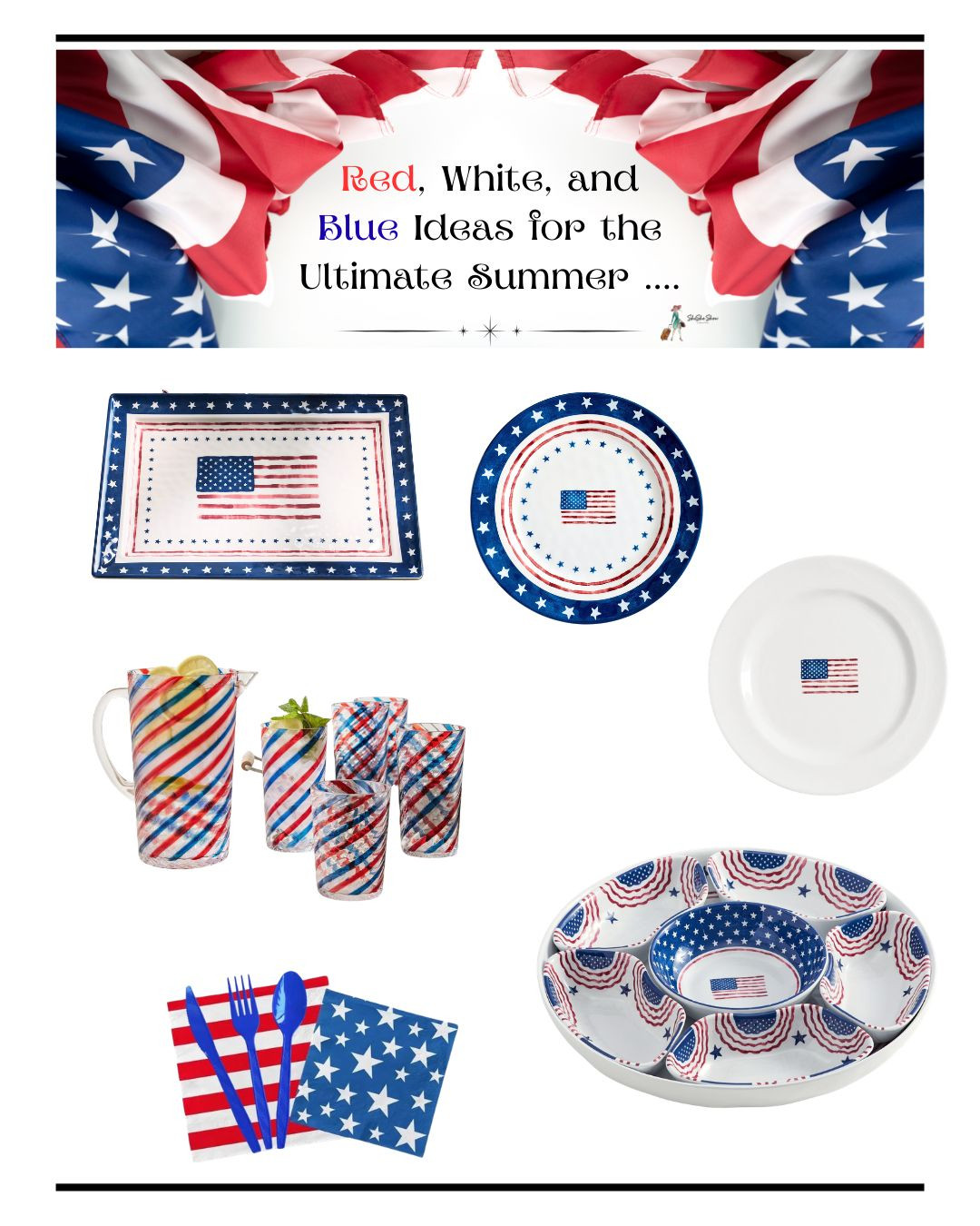 4th of July inspired table setting. 
Plates, red, white and blue napkins, 4th paper plates and glassware 
Patriotic table scapes

#LTKHome #LTKSeasonal #LTKgrwm
