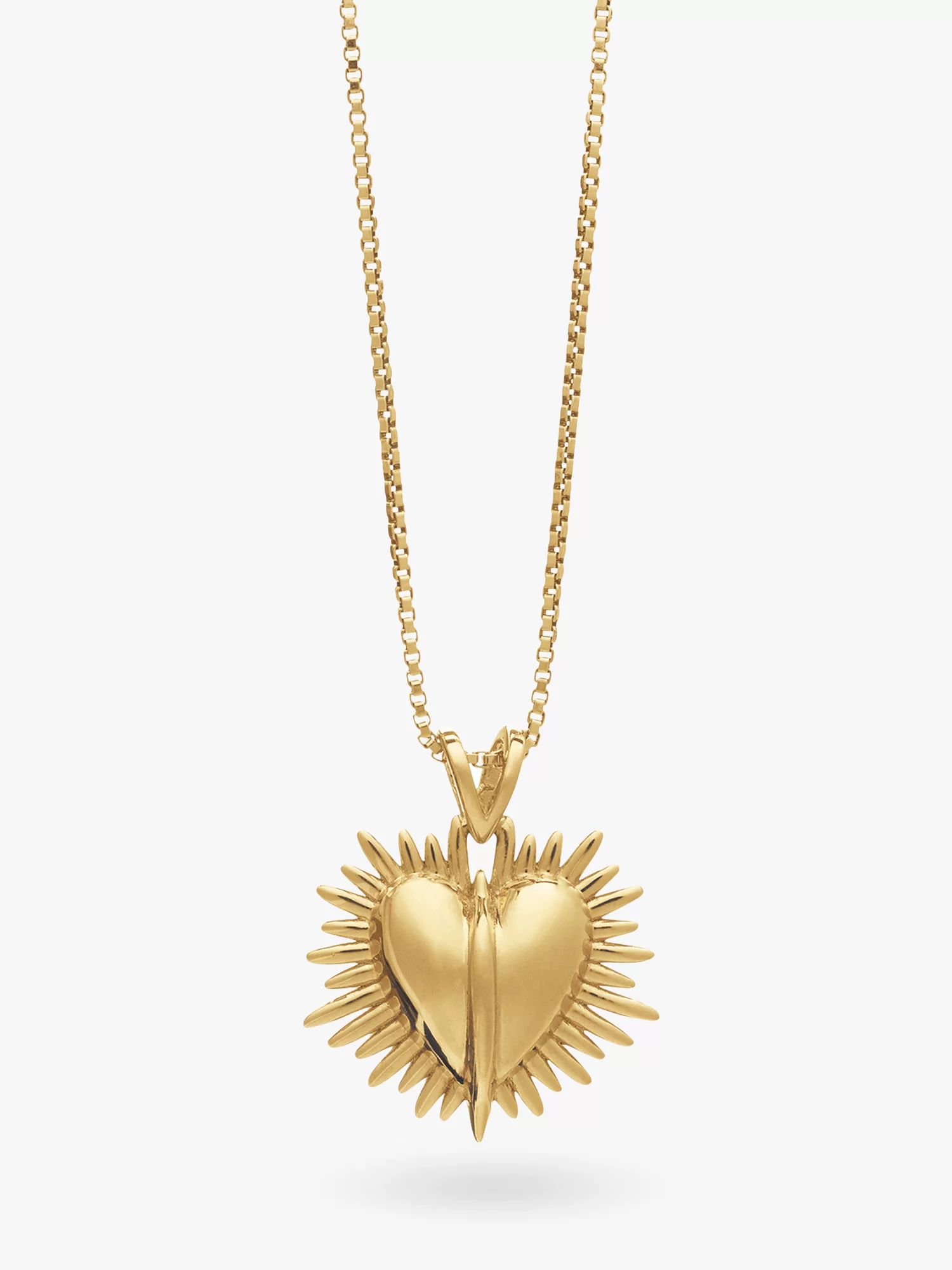 Rachel Jackson London Untamed Love Art Deco Electric Heart Pendant Necklace, Gold | John Lewis (UK)