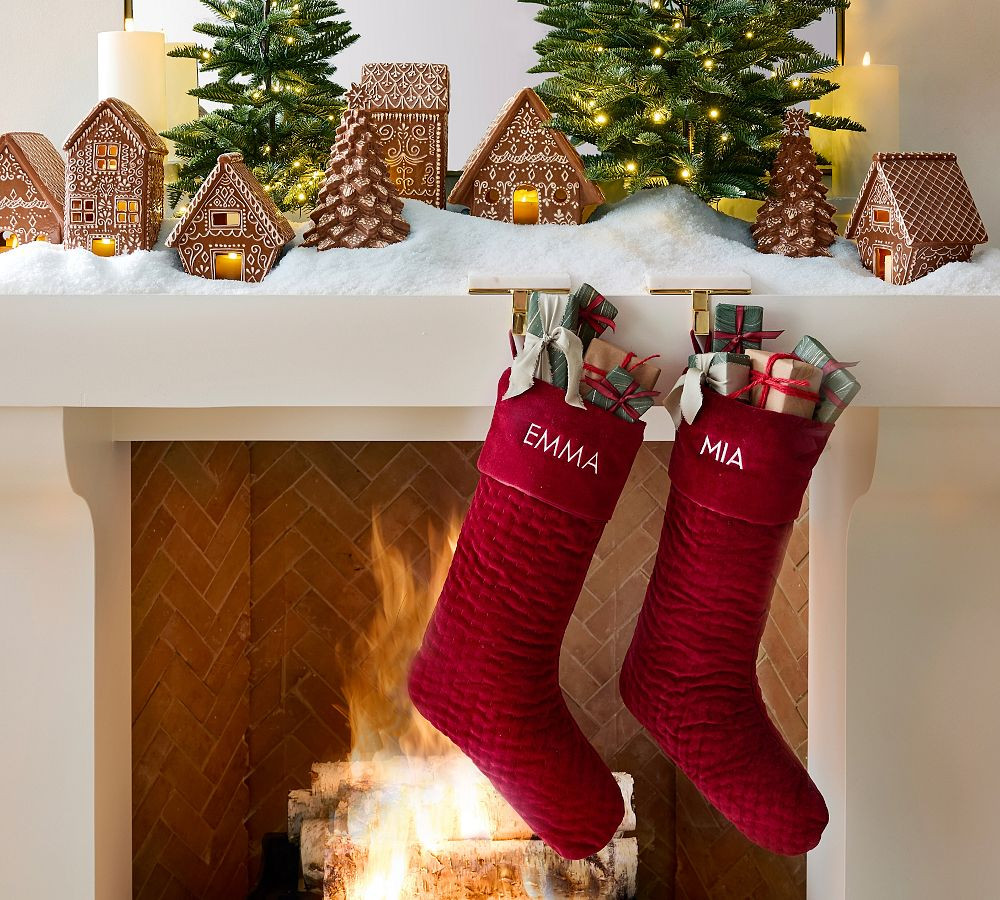 Red Channel Quilted Velvet Stocking | Pottery Barn (US)