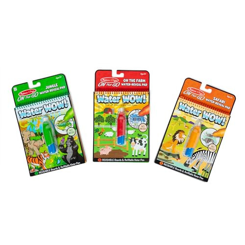 Melissa & Doug On the Go Water Wow! Reusable Color with Water Activity Pad 3-Pack, Jungle, Safari, Farm - FSC Certified | Amazon (US)