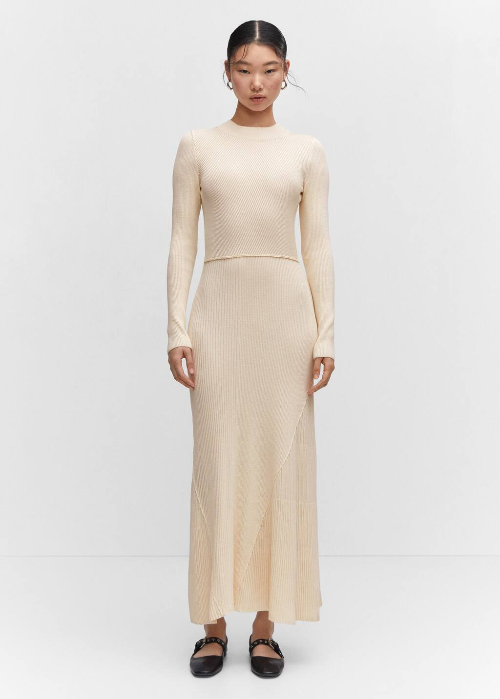 Knitted dress with stitching detail | MANGO (US)