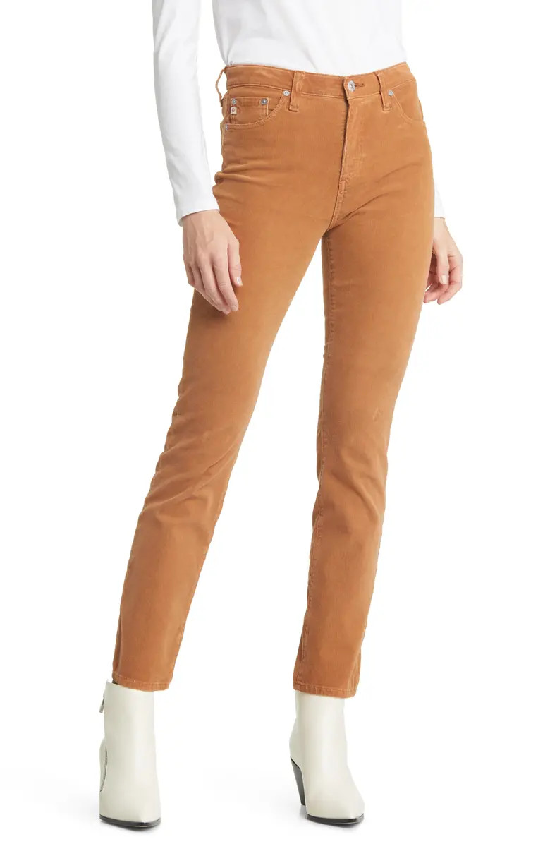 AG Women's Mari High Waist Slim Ankle Straight Leg Corduroy Pants | Nordstrom | Nordstrom