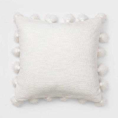 Square Textured Cotton Tassel Decorative Throw Pillow White - Threshold™ | Target