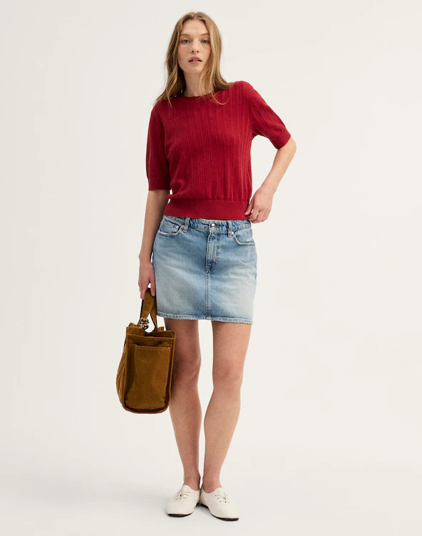 Pointelle-Stitch Crewneck Sweater Tee | Madewell