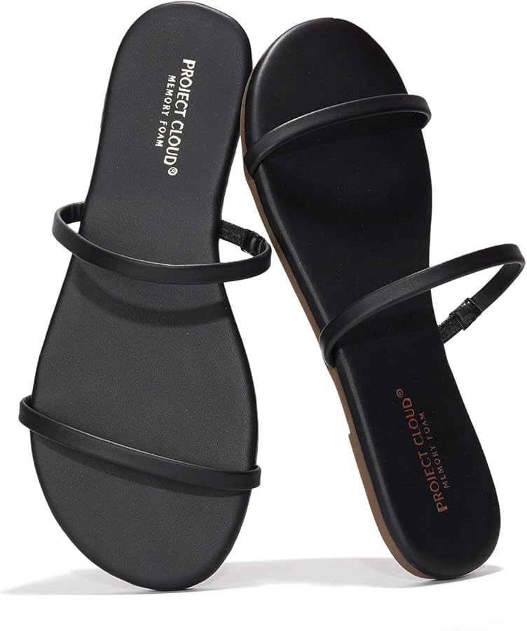 Project Cloud Summer Sandals for Women 2025 - Memory Foam Insole and Vegan Leather Beach Flip Flo... | Amazon (US)