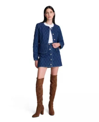 Kenneth Cole Women's Collarless Denim Jacket with Quilting | Belk