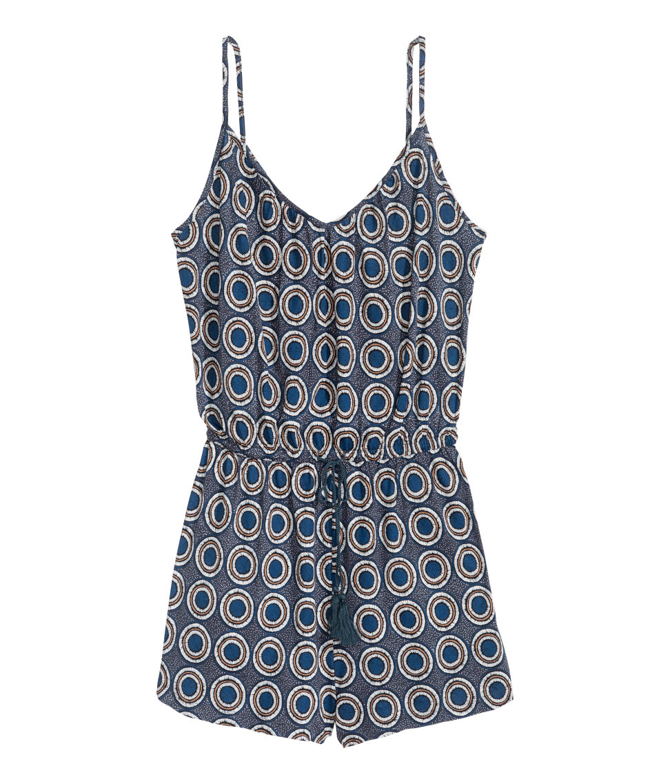 H&M - Patterned Jumpsuit - Dark blue - Ladies | H&M (US)