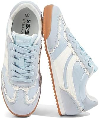 LUCKY STEP Women's Thin Retro Slim Tennis Sneakers | Amazon (US)