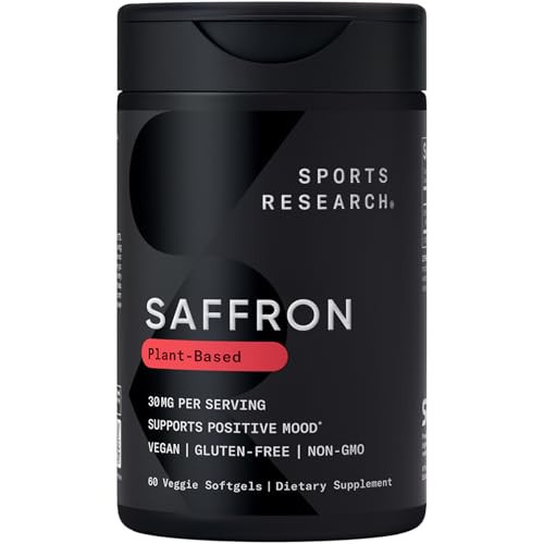 Sports Research® Pure Saffron Supplement, 30 mg - Mood & Stress Support - Made w/Affron® Saffron Extract - Vegan Certified · Non-GMO · Gluten Free – 60 Veggie Softgels | Amazon (US)