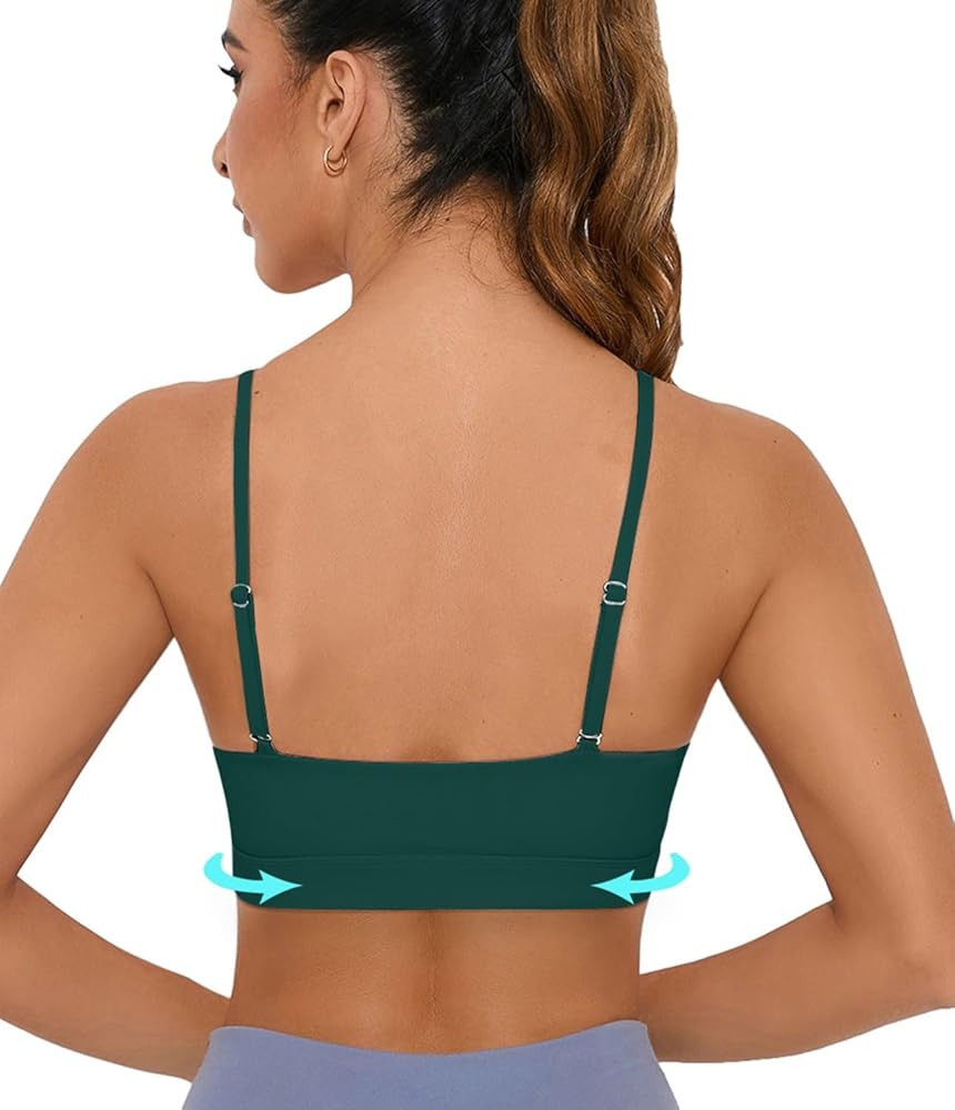 Comper Adjustable Sports Bra for Women Wirefree Racerback Workout Bras Sexy Thin Straps Yoga Spor... | Amazon (US)