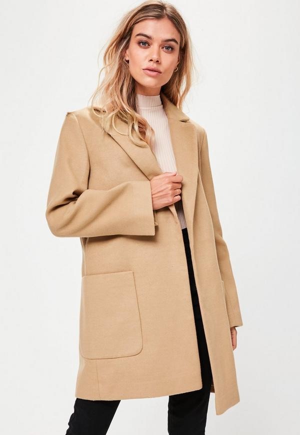 Tan Slim Fit Coat | Missguided (US & CA)