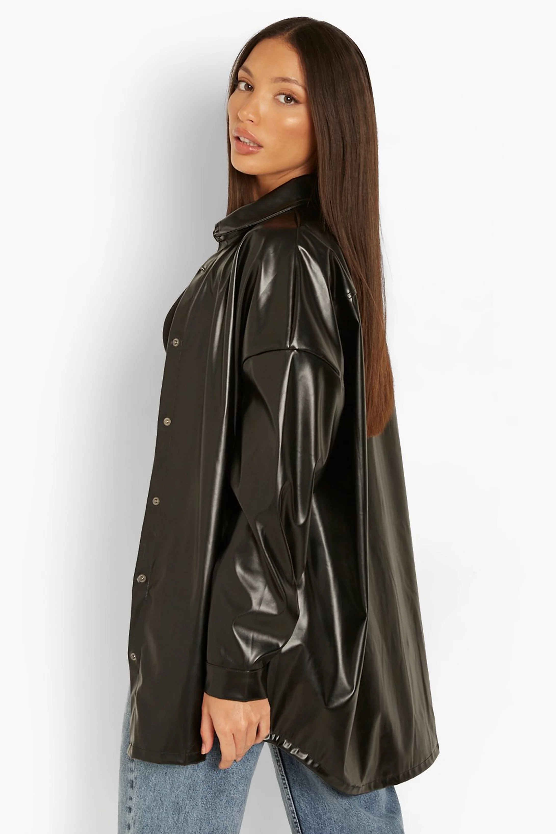 Tall Oversized Pu Shirt | Boohoo.com (US & CA)