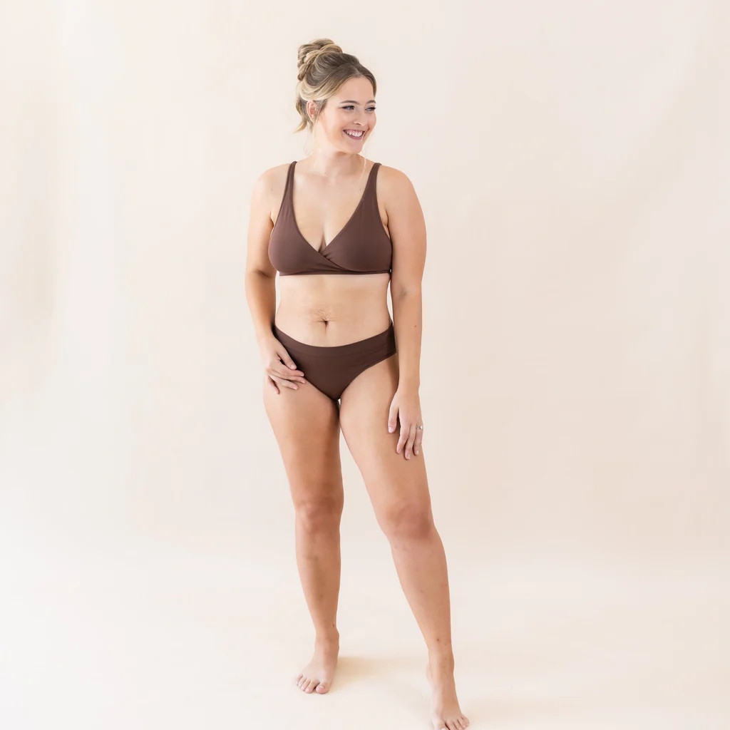 Women's Cross Front Bralette in Espresso | Kyte BABY