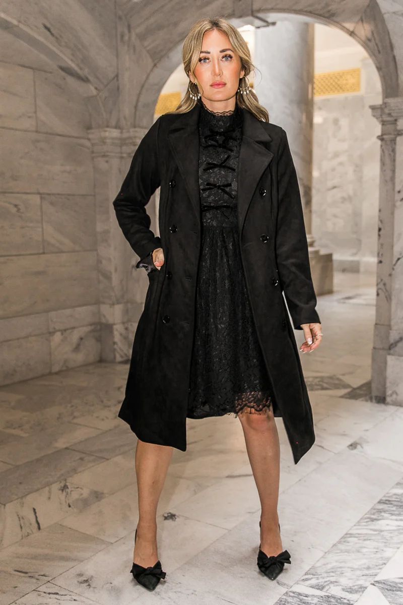 Tabitha Coat in Black Suede | Ivy City Co