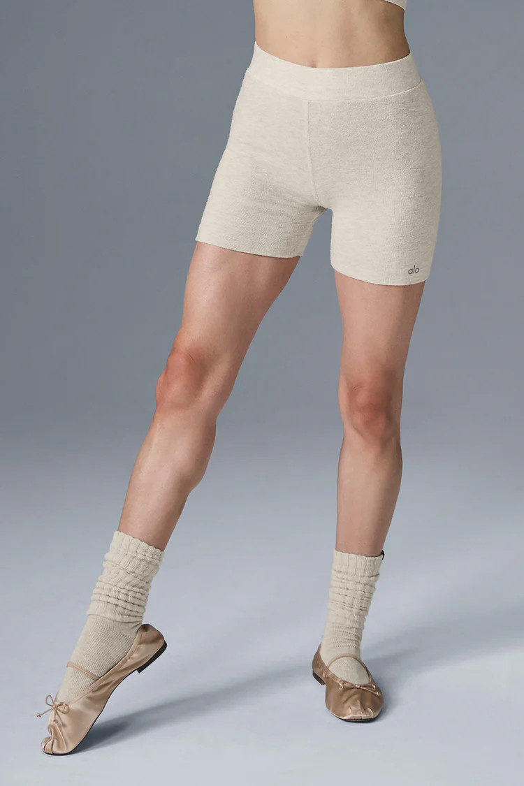 Alolux High-Waist Me Time Short - Oatmeal Heather | Alo Yoga