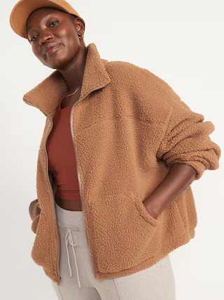 Slouchy Sherpa Zip Jacket for Women | Old Navy (US)