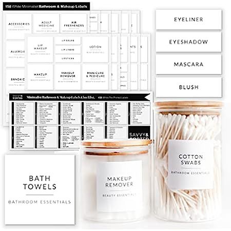 Dekluttr 173 Minimalist Bathroom Labels for Organizing Bathroom Preprinted Waterproof Organization L | Amazon (US)