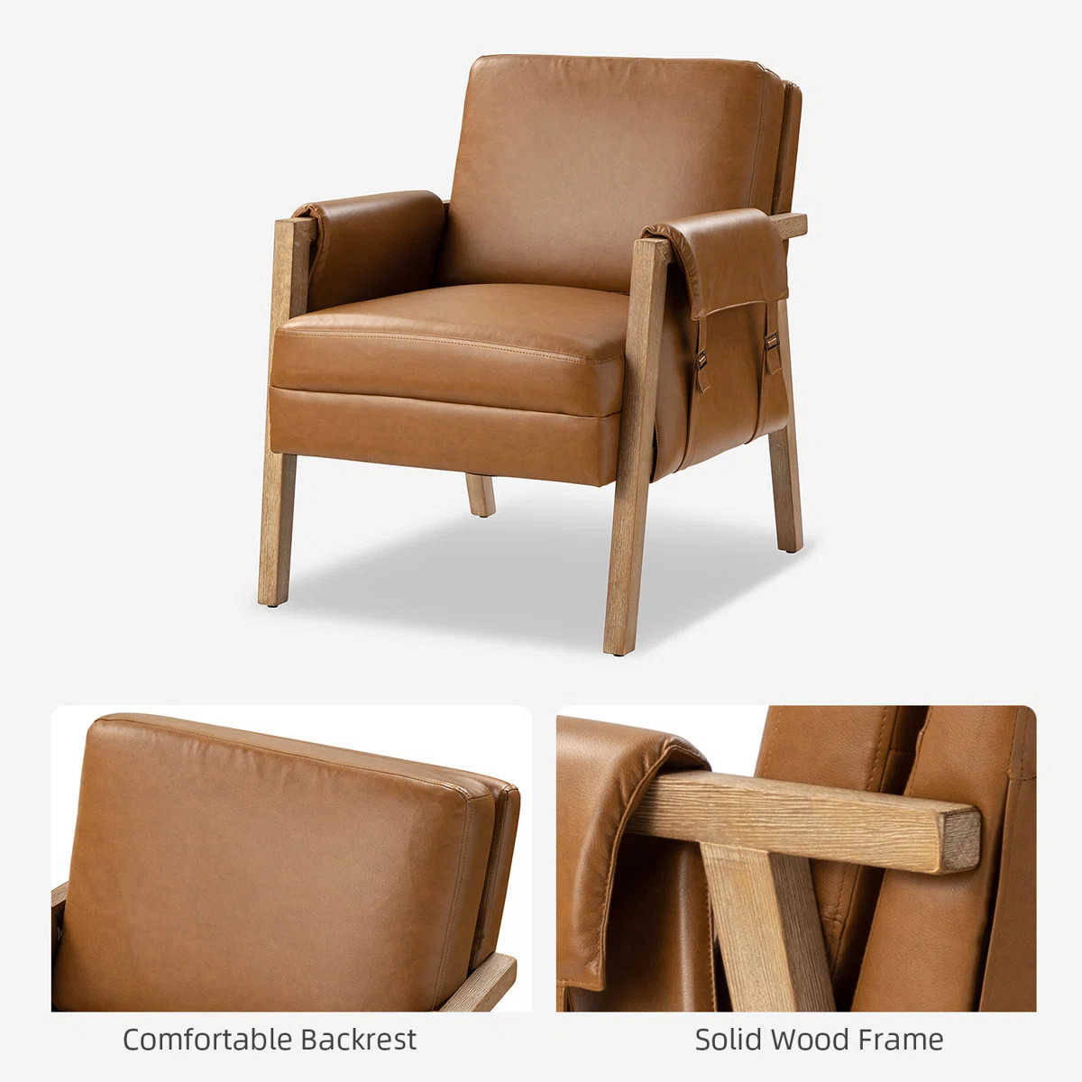 Arhiana 26.8'' Wide Faux Leather Armchair with Solid Wood Legs | Wayfair North America
