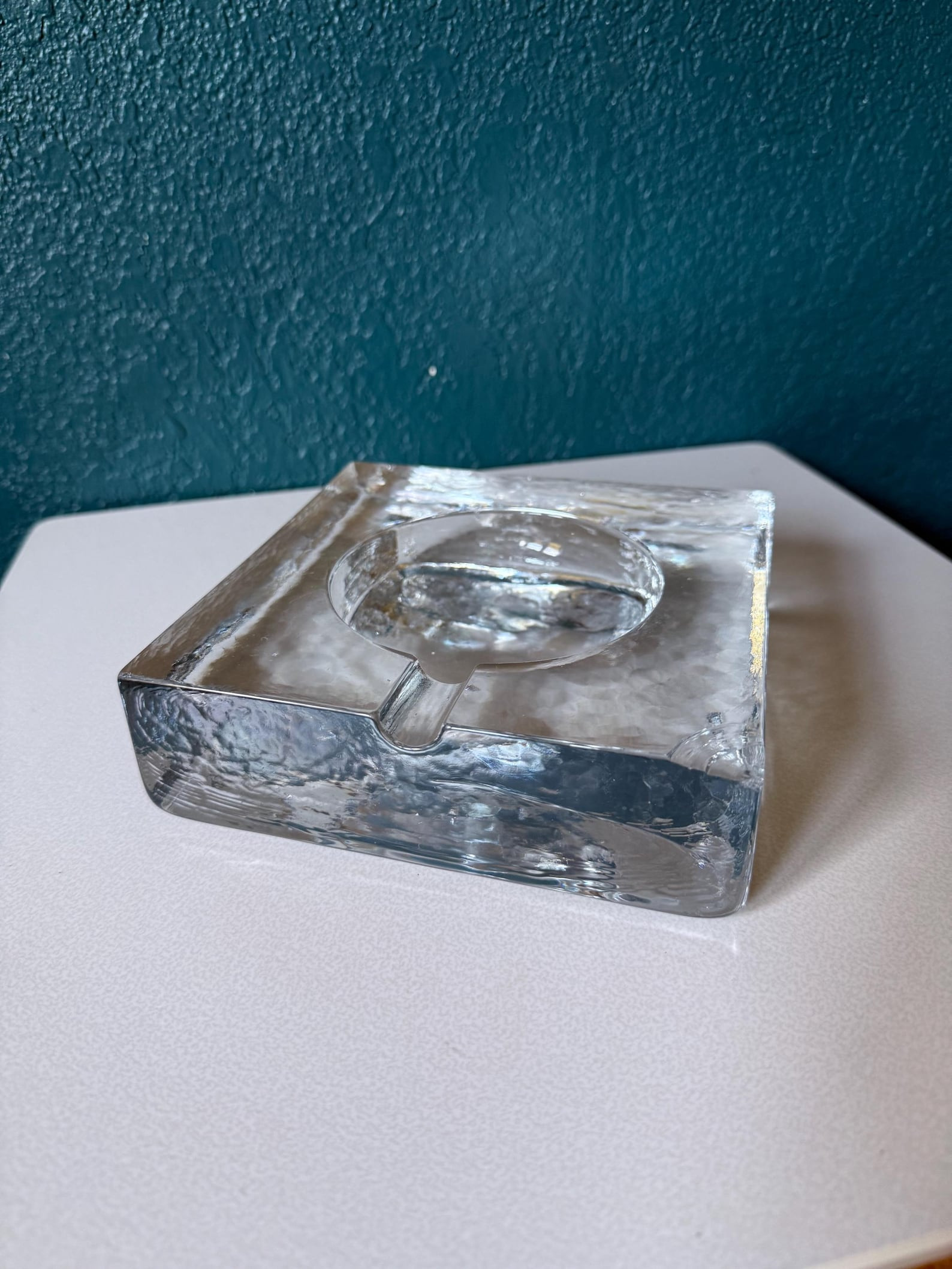 Vintage MCM Space Age Glass Block Ashtray | Etsy (Global)