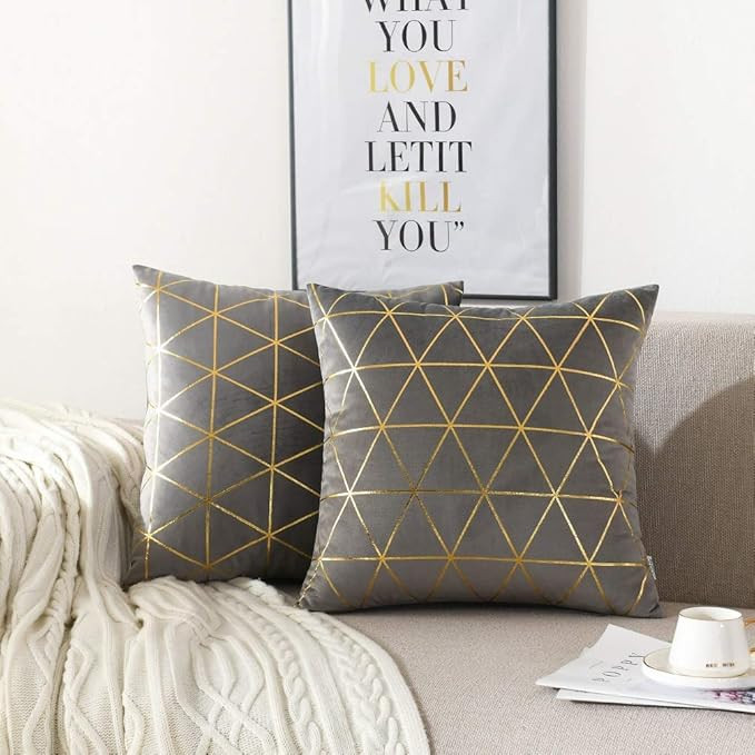 NordECO HOME Pack of 2 Throw Pillow Covers Cases - Square Decorative Cushion Covers for Sofa Couc... | Amazon (US)