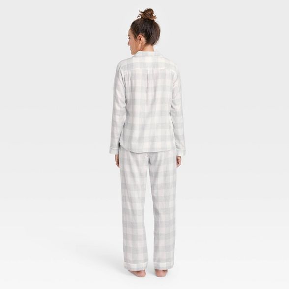 Women's Perfectly Cozy Plaid Flannel Pajama Set - Stars Above™ Gray | Target